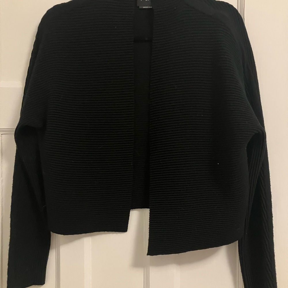 Babaton Black Open-Front Ribbed Cardigan - Picture 2 of 3